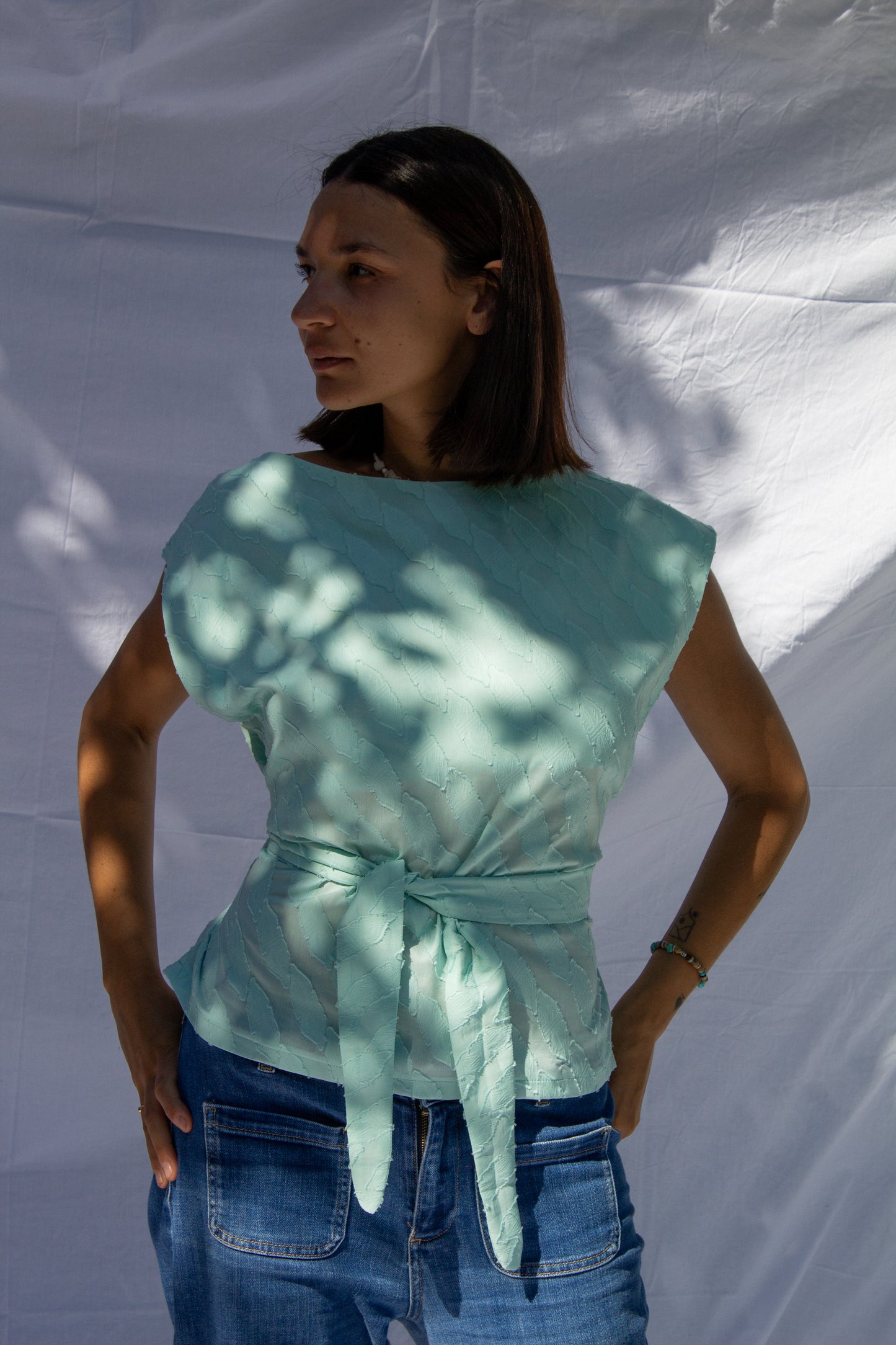 Top Obi sans manche jacquard