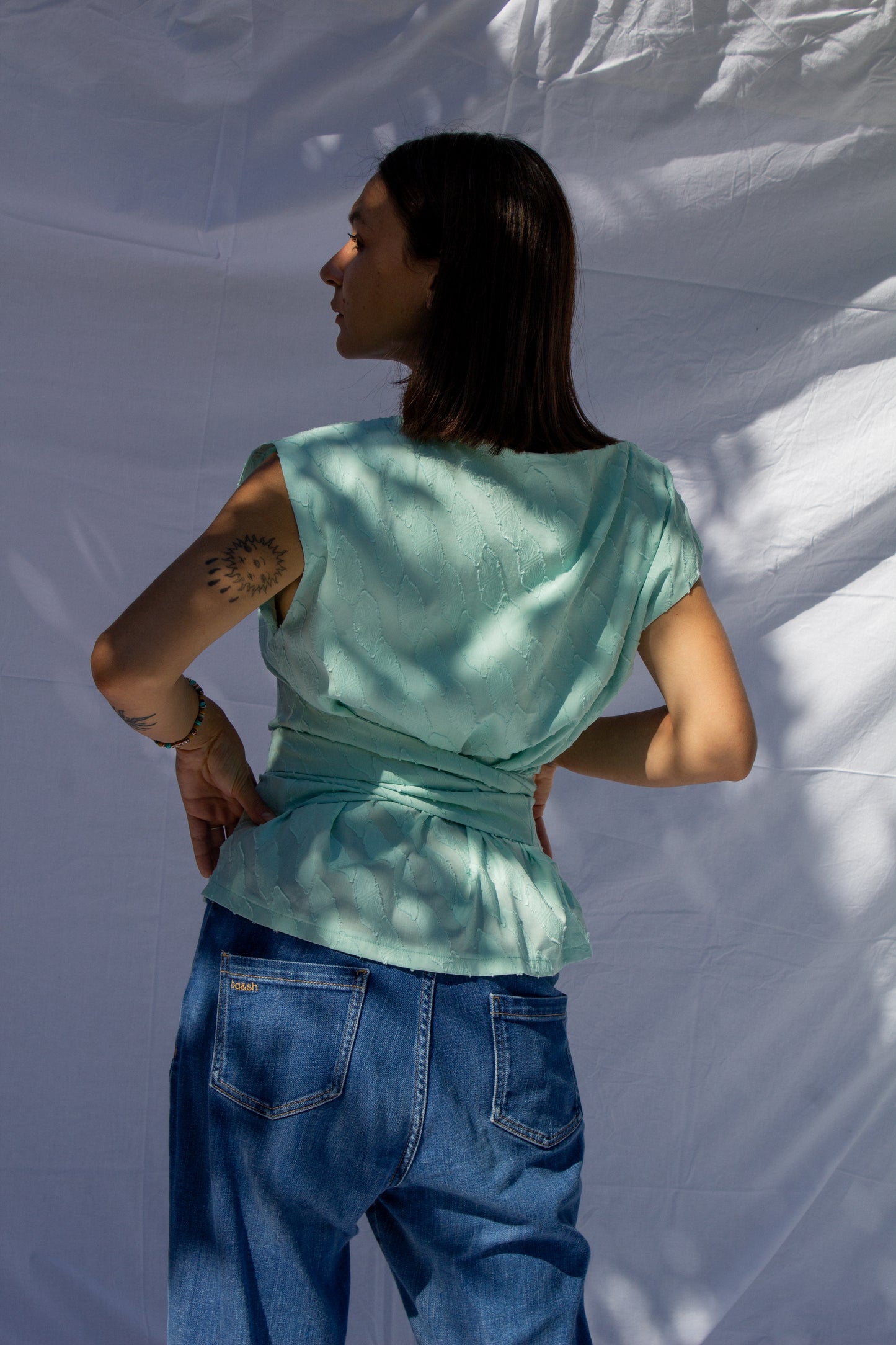 Top Obi sans manche jacquard
